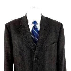 Pronto Uomo Lanificio Galtes Wool 3 Button Sport Coat 42R Blue‎ Tan Check